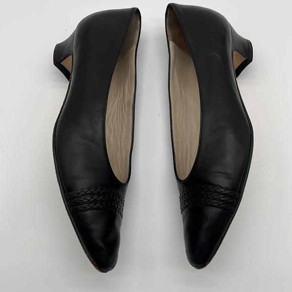 Vintage Bally Lucille Black Leather Braid Toe Heels Size 8 N WEAR - Picture 4 of 8